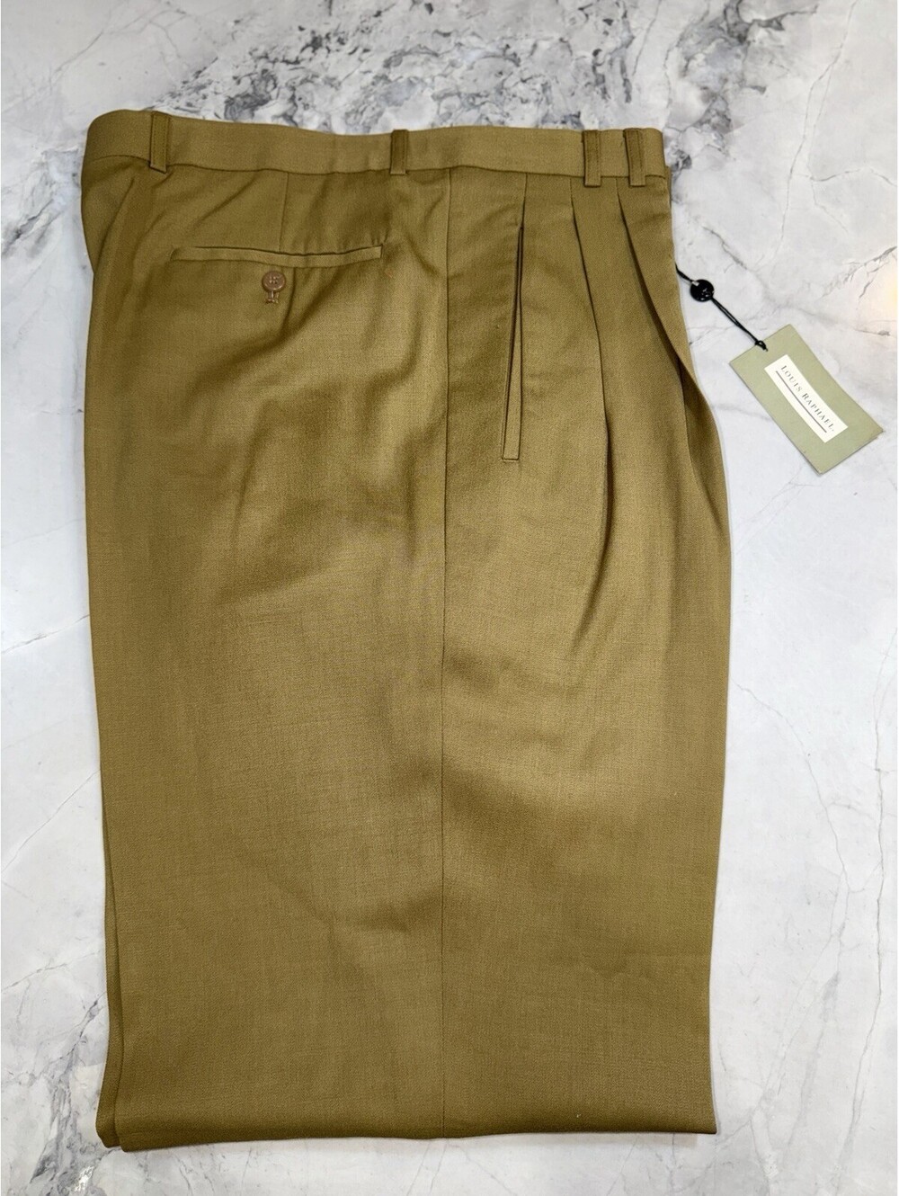 Louis Raphael Mens 38 Mustard Pleated Dress Pants NWT Vintage Deadstock $95
